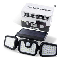 Farol Foco Solar Led 3 Cabezas Giratoria Sensor Movimiento