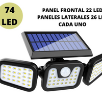 Farol Foco Solar Led 3 Cabezas Giratoria Sensor Movimiento