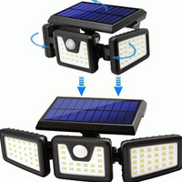 Farol Foco Solar Led 3 Cabezas Giratoria Sensor Movimiento