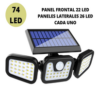 Farol Foco Solar Led 3 Cabezas Giratoria Sensor Movimiento