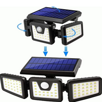 Farol Foco Solar Led 3 Cabezas Giratoria Sensor Movimiento