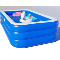 Piscina Inflable Rectangular + Inflador 150*105*50cm Color Azul